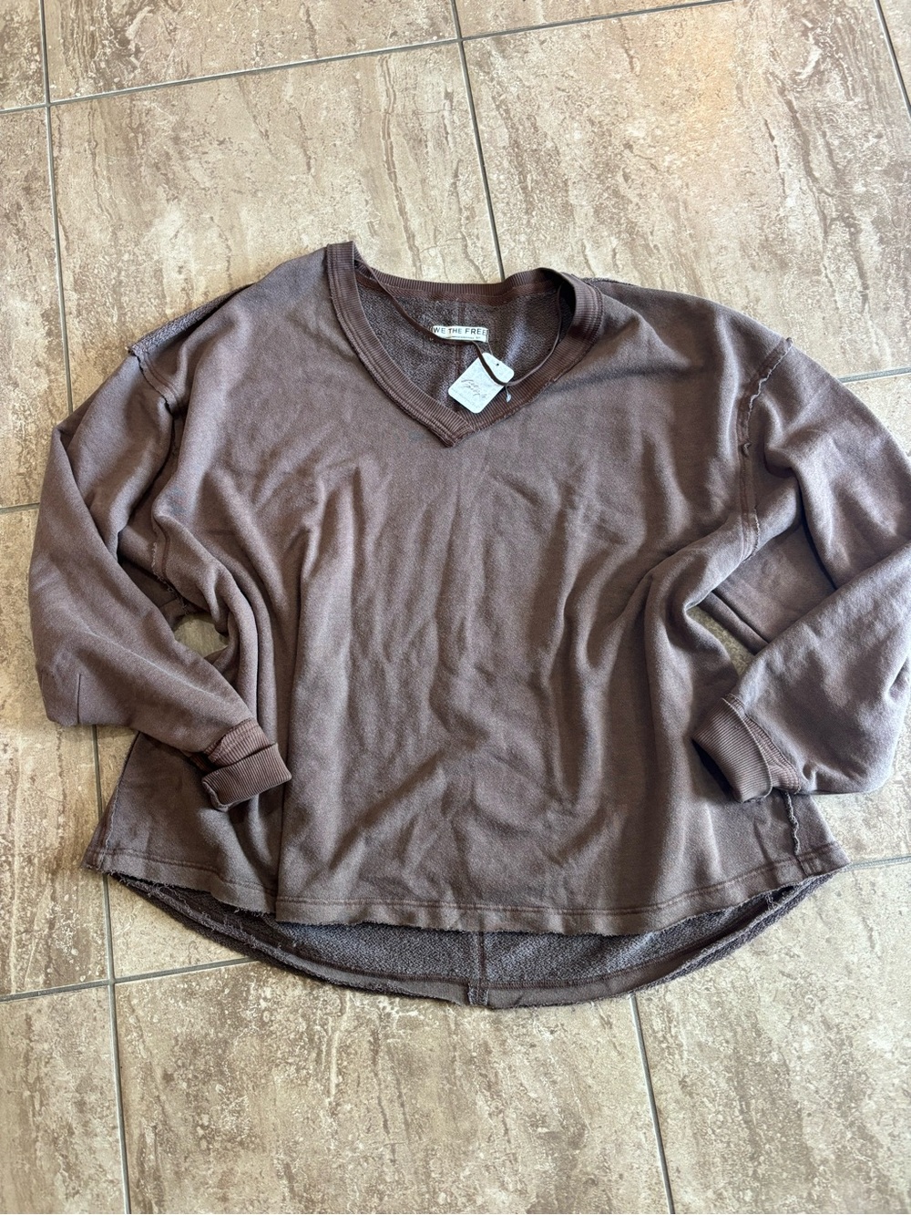 Free People We The Free Venice v neck crewneck sweatshirt NWT